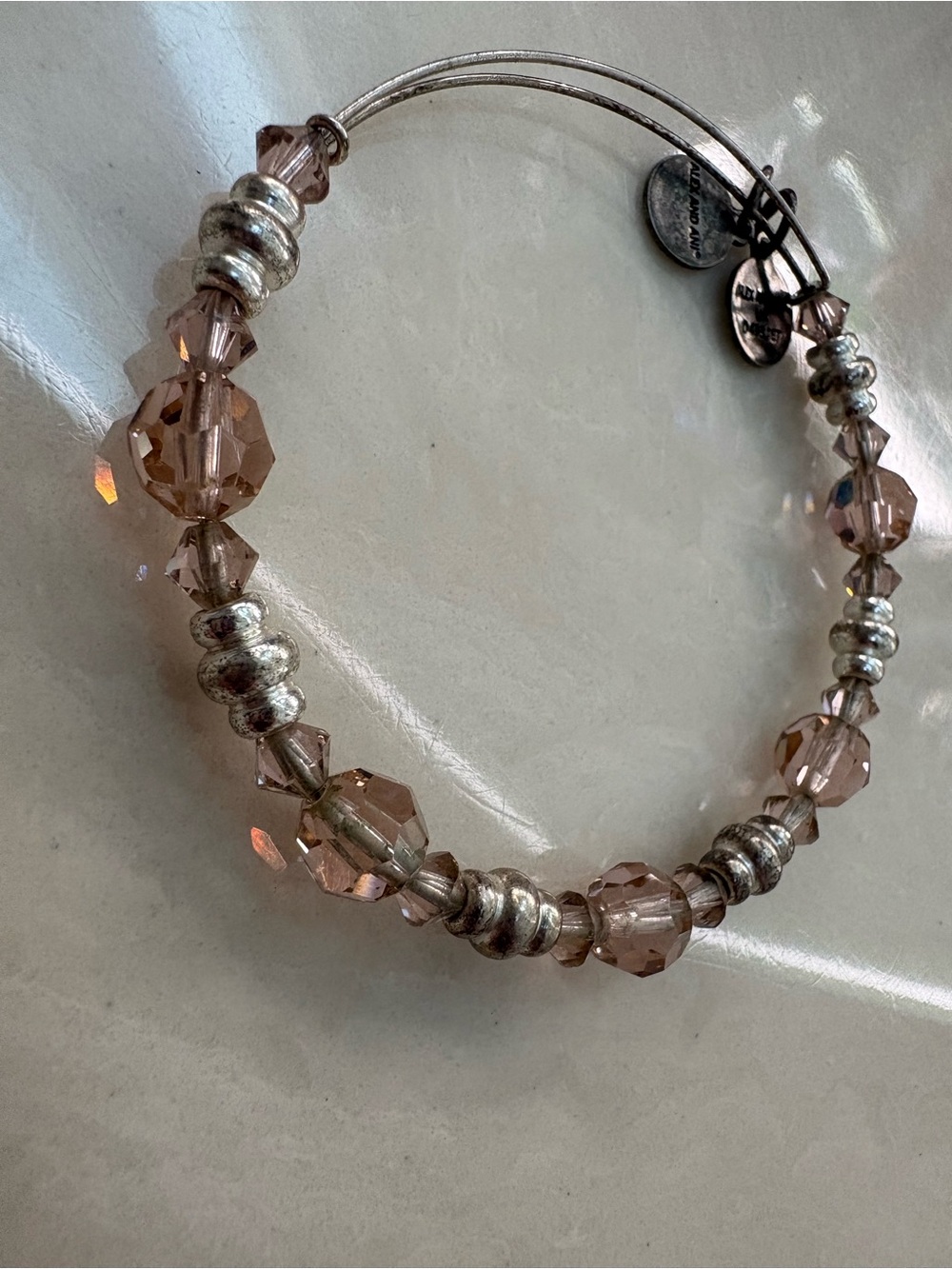 Alex and Ani Rose-Tone Crystal & Silver Accent Bangle Swarovski Bracelet